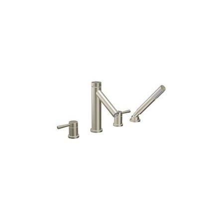 Moen Brushed Nickel Two-Handle Roman Tub Faucet Includes Hand Shower T914BN